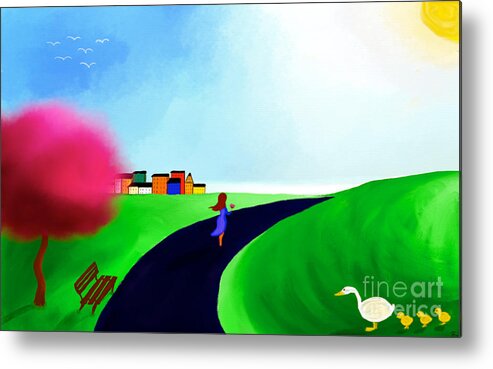 A Walk In The Park Metal Print featuring the painting A Walk In The Park by Anita Lewis