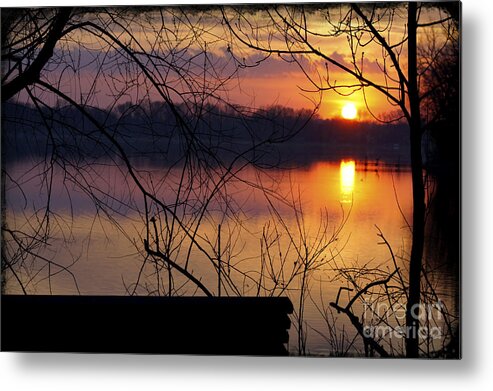 Bench Metal Print featuring the photograph Abandoned At Sunset by Tina Hailey