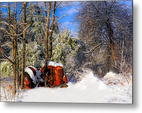 Maine Metal Print featuring the photograph Abandoned Winter Tractor by Brenda Giasson