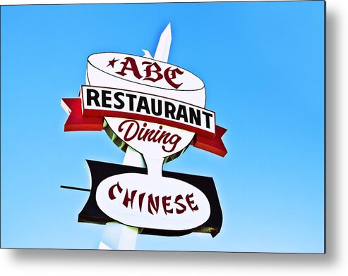 Photography Metal Print featuring the photograph ABC Restaurant Vintage Neon Sign by Gigi Ebert