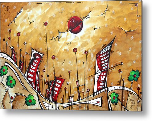 Abstract Metal Print featuring the painting Abstract Art Cityscape Original Painting THE GARDEN CITY by MADART by Megan Aroon