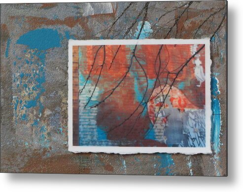 Abstract Metal Print featuring the mixed media Abstract Branch Collage by Anita Burgermeister