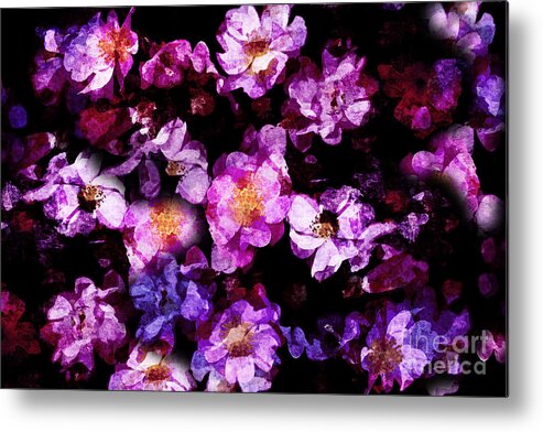 Abstract Metal Print featuring the digital art Abstract Painterly Pink and Purple Wild Roses by Beverly Claire Kaiya