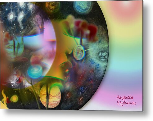 Augusta Stylianou Metal Print featuring the digital art Abstract Planets by Augusta Stylianou