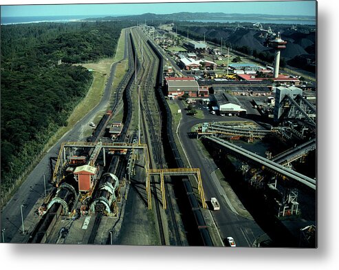 Freight Transportation Metal Print featuring the photograph Aerial View Of Large Coal Export by Beyondimages