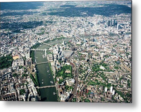 London Millennium Footbridge Metal Print featuring the photograph Aerial View Of London, River Thames by Urbancow