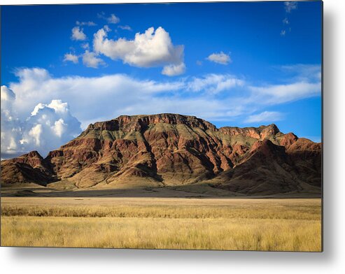 110325 Sossusvlei Vacation Metal Print featuring the photograph Aferican Grass and Mountain in Sossusvlei by Gregory Daley MPSA