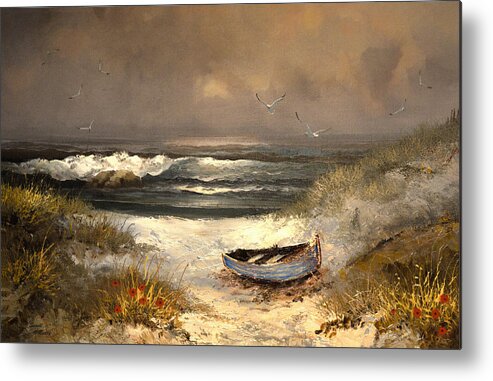 Seascape Metal Print featuring the painting After The Storm Passed by Sandi OReilly