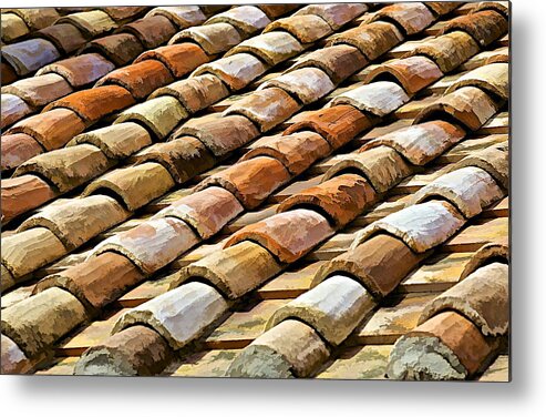 Abstract Metal Print featuring the photograph Aged Terracotta Roof Tiles by David Letts