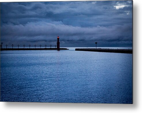 Lighthouse Metal Print featuring the photograph Algoma's Blue Hour by Bill Pevlor