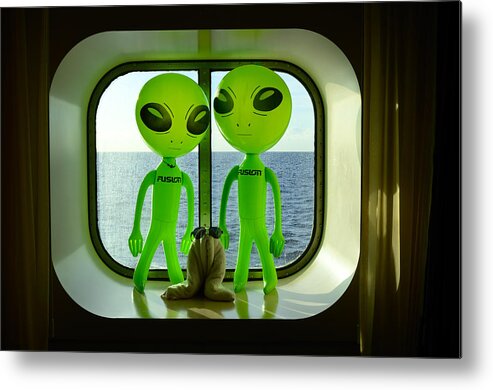Aliens Metal Print featuring the photograph Aliens in the Cabin Window by Richard Henne