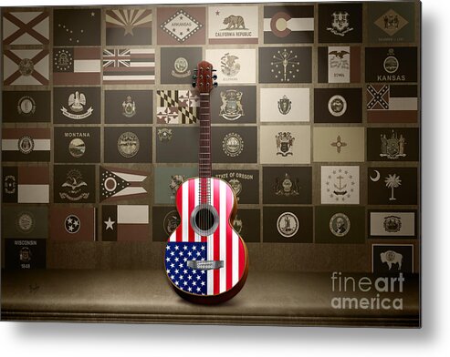 States Metal Print featuring the digital art All State Flags - Retro Style by Peter Awax