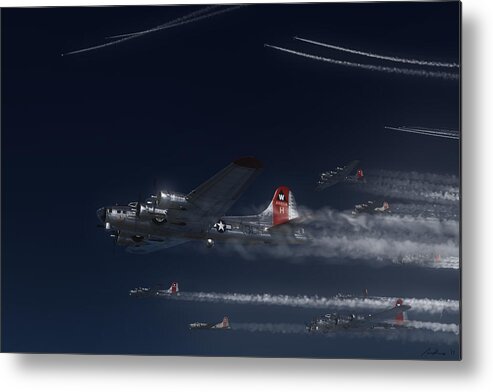 B-17 Metal Print featuring the painting Aluminum Overcast Enroute by Adam Burch