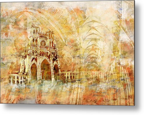 Western Ghats Metal Print featuring the painting Amiens Cathedral by Catf