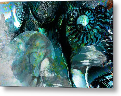 Ocean Metal Print featuring the digital art Ammonite Seascape by Lisa Yount