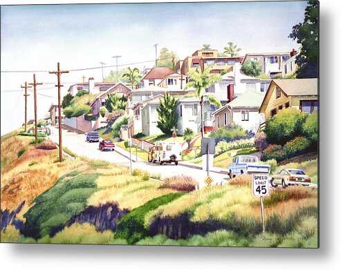 San Diego Metal Print featuring the painting Andrews Street Mission Hills by Mary Helmreich