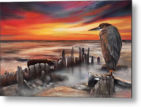 Heron Metal Print featuring the pastel Another Bloody Sunset by Peter Williams