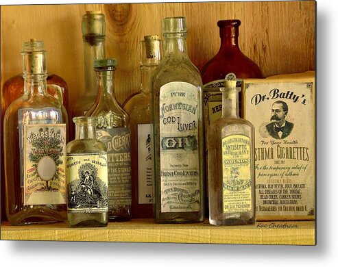 Antique Glass Bottles Metal Print featuring the photograph Antique General Store Display 2 by Kae Cheatham