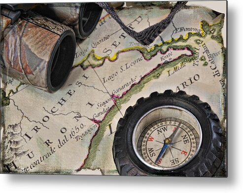 Map Metal Print featuring the photograph Antique Italian Map Upstate New York by Marianne Campolongo