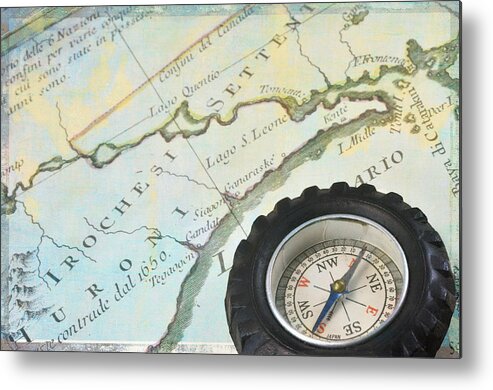 Map Metal Print featuring the photograph Antique Italian Map Upstate NY by Marianne Campolongo