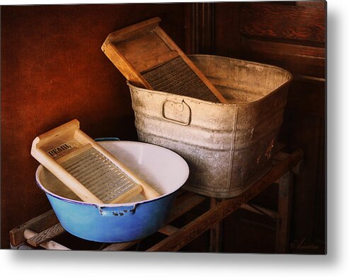 Antique Metal Print featuring the photograph Antique Wash Tubs by Maria Angelica Maira