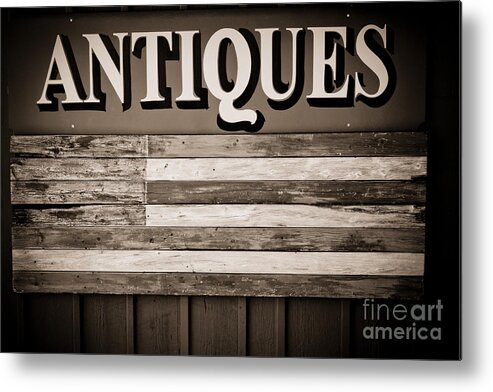 Antique Sign Metal Print featuring the photograph Antiques Sign by Colleen Kammerer