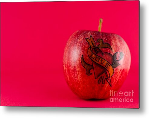Tattoo Metal Print featuring the photograph Apple Love from Tattoo Series by Jonas Luis