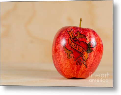 Red Metal Print featuring the photograph Apple Love by Jonas Luis