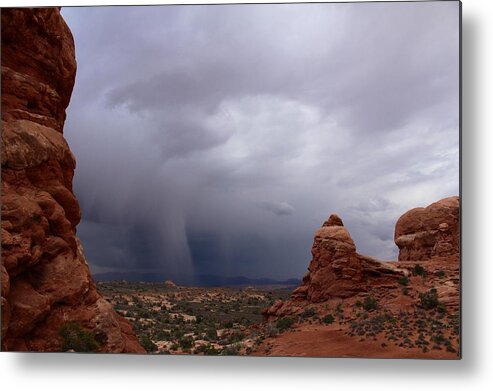 Arches National Monument Metal Print featuring the photograph Arches National Monument Moab by Suzanne Lorenz