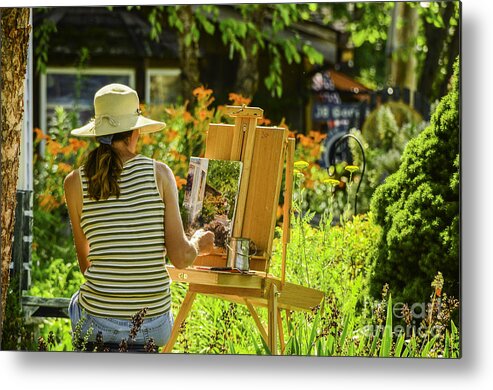 Activity Metal Print featuring the photograph Art In The Garden by Mary Carol Story