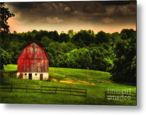 Barn Metal Print featuring the photograph As Darkness Falls by Lois Bryan