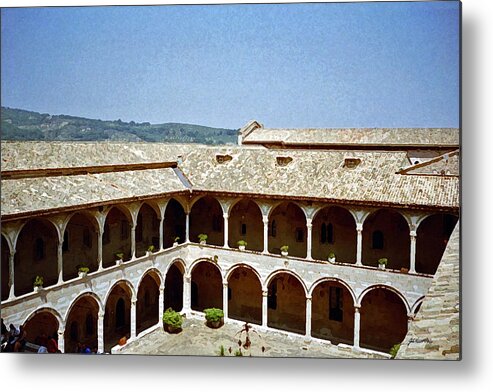 Assissi Metal Print featuring the digital art Assissi Courtyard by John Vincent Palozzi