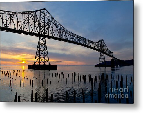 Pacific Metal Print featuring the photograph Astoria Bridge Sunset by Nick Boren