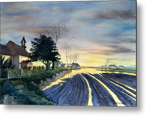 Landscape Metal Print featuring the painting At Eventide by Glenn Marshall