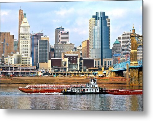 Ohio Metal Print featuring the photograph At Work on The Ohio River by Frozen in Time Fine Art Photography