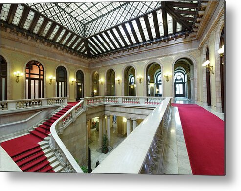 Ceiling Metal Print featuring the photograph Atrium, Catalonia Parliament Building by Cultura Rm Exclusive/quim Roser