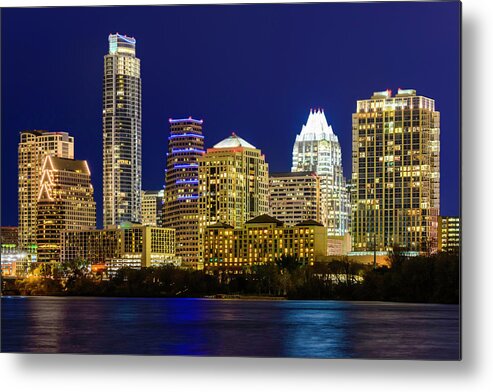 Water's Edge Metal Print featuring the photograph Austin Texas Cityscape Panorama by Dszc