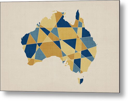 Australia Map Metal Print featuring the digital art Australia Geometric Retro Map by Michael Tompsett