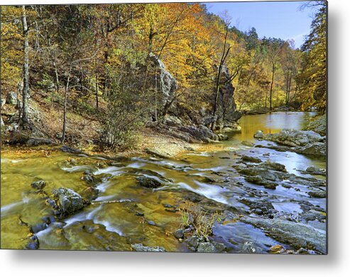 Autumn Metal Print featuring the photograph Autumn at Little Missouri Falls - Arkansas - Ouachita National Forest by Jason Politte