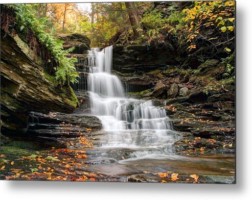 Autumn Metal Print featuring the photograph Autumn Leaves Below the Nameless Hidden Waterfall by Gene Walls