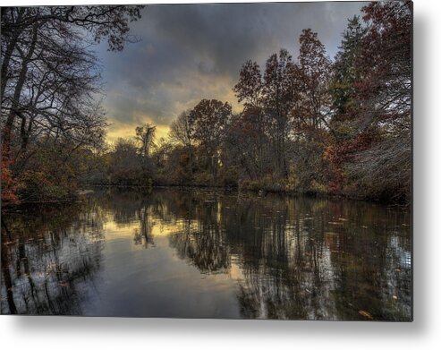 West Brook Pond Metal Print featuring the photograph Autumn sunset on West Brook Pond by Steve Gravano