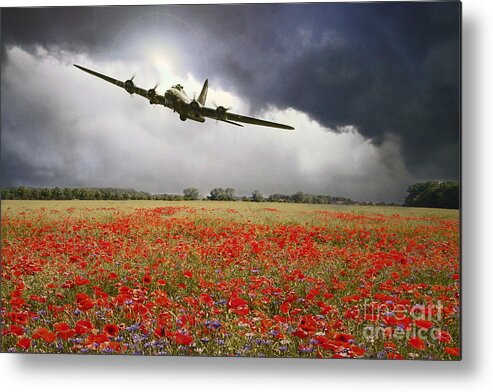 B-17 Flying Fortress Metal Print featuring the digital art B-17 Poppy Pride by Airpower Art