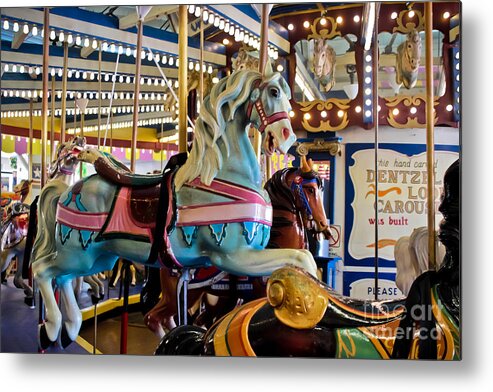 Carousel Metal Print featuring the photograph Baby Blue Painted Pony - Carousel by Colleen Kammerer