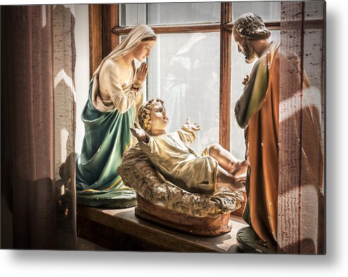 Baby Metal Print featuring the photograph Baby Jesus Welcoming a New Day by Nancy Strahinic