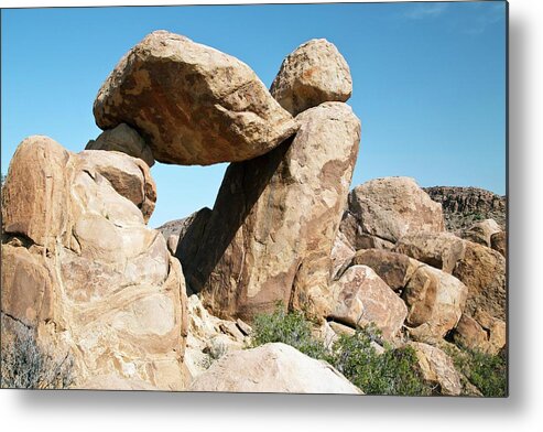 Arid Metal Print featuring the photograph Balancing Rocks by Bob Gibbons/science Photo Library