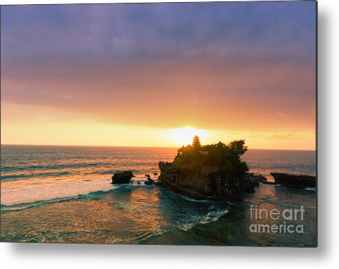 Bali Metal Print featuring the photograph Bali Tanah Lot Temple at Sunset by Fototrav Print