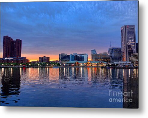 Baltimore Metal Print featuring the photograph Baltimore Inner Harbor at Dusk by Olivier Le Queinec