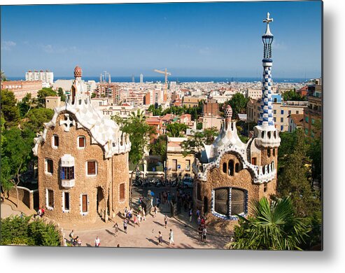Barcelona Metal Print featuring the photograph Barcelona Park Guell Antoni Gaudi by Matthias Hauser