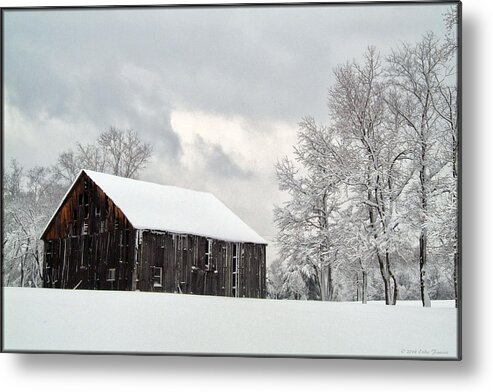 Snow Metal Print featuring the photograph Barn in Snow by Erika Fawcett