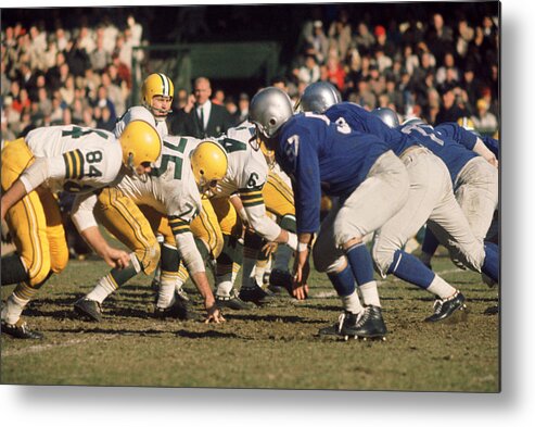 Marvin Newman Metal Print featuring the photograph Bart Starr Lines Them Up by Retro Images Archive